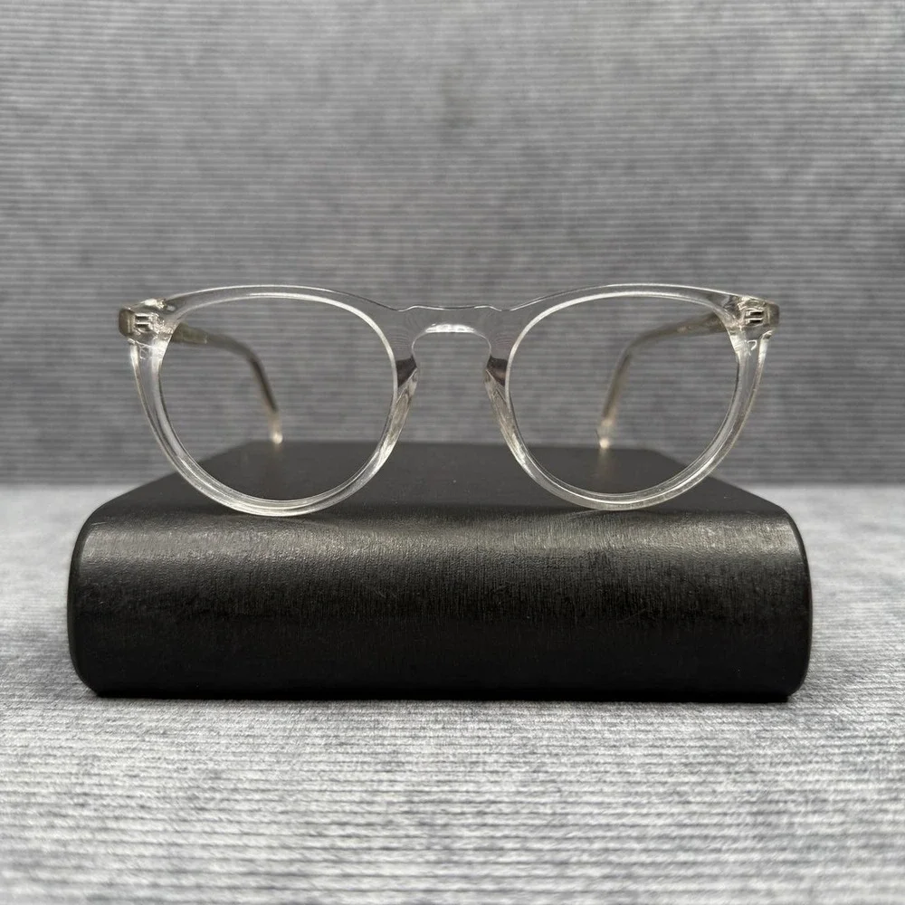 Warby Parker Haskell Eyeglasses Crystal Clear Round Frames 49-22-145 Glitter